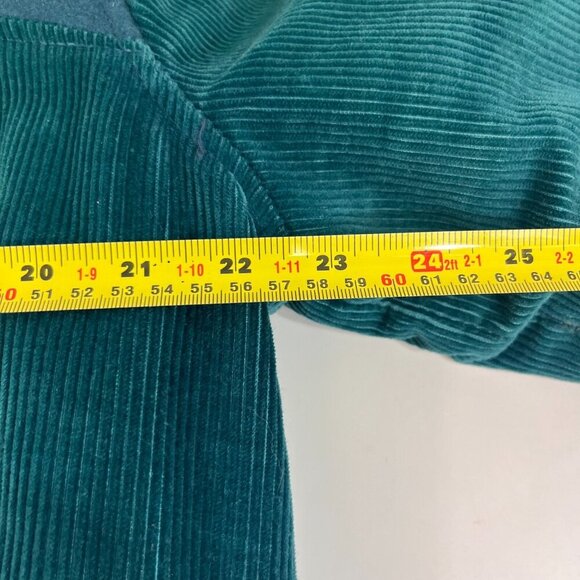 Vintage Corduroy Bomber Jacket Teal Blue Womens w/ Elbow Patch 1980s 90s Duffel - Picture 8 of 8